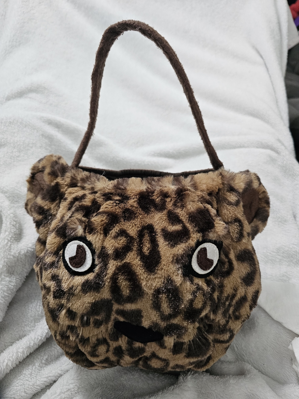 Pottery Barn Kids Plush Leopard Face Purse Animal Tote Bag - Picture 6 of 7